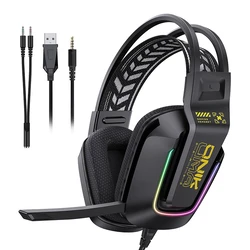 Onikuma X13 Gaming Ακουστικά Over-Ear 3.5mm / USB RGB - Μαύρο