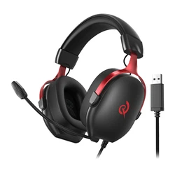 QCY Heroad VN200 pro 7.1 Over Ear Gaming Headset με σύνδεση USB για PC / PS4 / PS5 (Μαύρο/Κόκκινο)