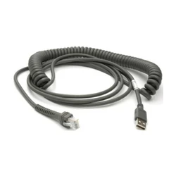 Zebra USB/printer cable — USB Type-A Male to RJ‑45 (10‑pin) Male, 2 m (MPN: CBA-U09-C15ZAR)