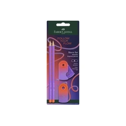 Faber-Castell 117019 Sleeve Red-Purple – 2 Pencils with Eraser & Sharpener