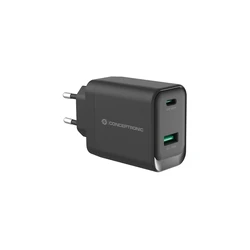 Conceptronic Φορτιστής Τοίχου GaN 45W USB-C & USB-A Μαύρος (ALTHEA20B45)