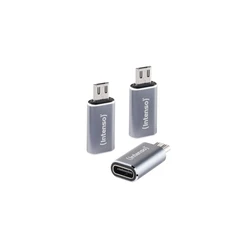 Intenso σετ 3 τεμ. αντάπτορες USB-C σε Micro‑USB C480M αλουμίνιο (ανθρακί)