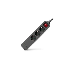 Entac Power Strip 3-way with 2x USB‑A, 1.5 m, Black