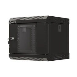 Lanberg επιτοίχια ντουλάπα rack 10'' 4U 300x300 mm, μαύρη, πόρτα με τζάμι (Flat Pack)