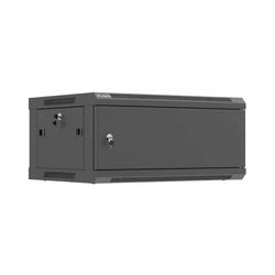 Lanberg καμπίνα rack τοίχου 19" 4U 600x450 μαύρη, μεταλλική πόρτα WF01-6404-00B