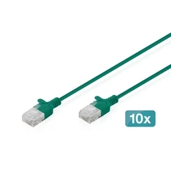 DIGITUS Patch Cable CAT 6 U-UTP Slim 0.5 m Green - 10 Pack (DK-1618-005S-G-10)