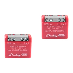 Shelly Smart Switch Wi‑Fi, Bluetooth, ZigBee & RF 10A με Τηλεχειριστήριο, Σετ 2 τεμ. (1PMMiniGen42Pack)