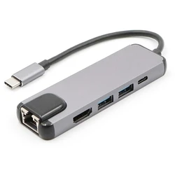Μετατροπέας 4in1 USB Type-C σε HDMI+RJ45+2xUSB3.0+PD - ATC