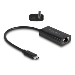 Αντάπτορας Δικτύου USB Delock USB-C σε RJ45 & USB-C 61026, 100W, 1000Mbps, μαύρος