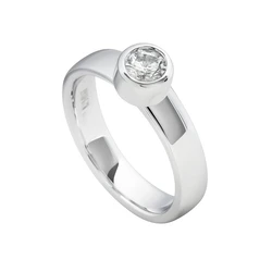 DIAMONFIRE Women's Sterling Silver Ring with 5mm Zirconia (Size 16)