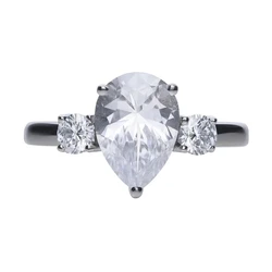 DIAMONFIRE Women's Sterling Silver Ring with Zirconia - Size 16.5