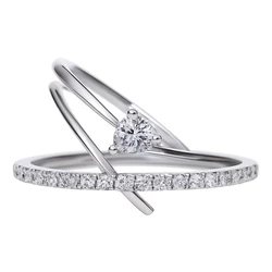 DIAMONFIRE Women Sterling Silver Ring with Zirconia - Size 17.5