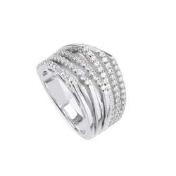 DIAMONFIRE Women's Sterling Silver Ring with Zirconia - Size 16.5