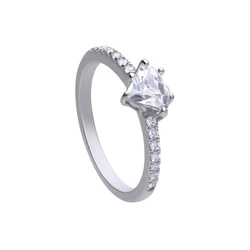 DIAMONFIRE Γυναικείο Δαχτυλίδι 16 - Ασήμι Sterling με Μονόπετρο Ζιργκόν (Γκρι)