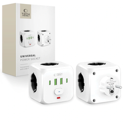 Tech-Protect PCL3X4 Power Socket 2xUSB-A, 2xUSB-C, 3xAC White