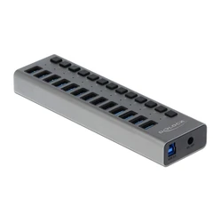 USB Hub Delock 13x με διακόπτες 63738, USB 3.0, 5Gbps, LED, γκρι