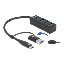 USB Hub Delock 63828 4x USB 3.2 Gen 1, 5Gbps, μαύρο
