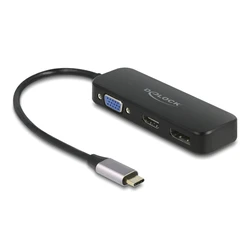 Αντάπτορας USB Delock USB-C σε VGA/HDMI/DisplayPort 64156, 4K, 20cm, μαύρος