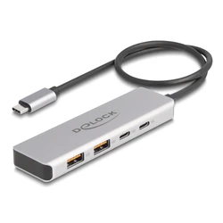 USB Hub Delock Type-C 64230, 2x USB/2x Type-C θύρες, 10 Gbps, γκρι
