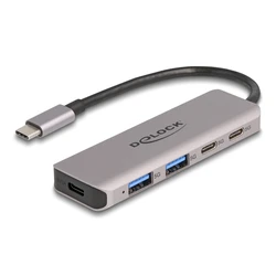 USB Hub Delock 64239, 4X Θυρών, 5Gbps, USB-C Σύνδεση, Γκρι