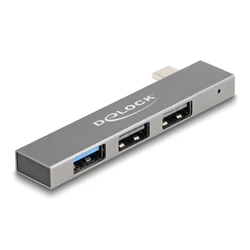 USB Hub Delock 64274, 3X Θυρών, 10Gbps, USB-C Σύνδεση, Γκρι