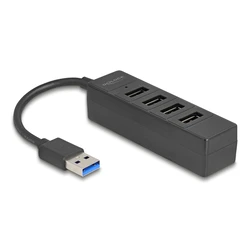 USB Hub Delock 64350, 4X Θυρών, USB 3.0, 5Gbps, USB Σύνδεση, Μαύρος