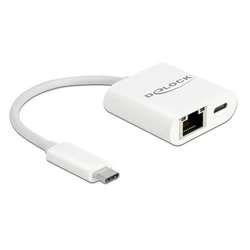 Αντάπτορας Δικτύου USB Delock -C σε RJ45 + USB-C 65402, 1000Mbps, 12cm, λευκός