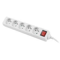 Πολύπριζο Lanberg 3m, White, 5 Sockets, With Switch, Cable Made Of Solid Copper