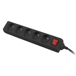 Πολύπριζο Lanberg 3m, Black, 5 Sockets, With Switch, Cable Made Of Solid Copper