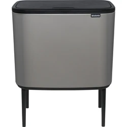 Brabantia BO Touch Bin Plastic Trash Can 33 L - Concrete Grey (Model 127229)