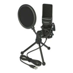 Mικρόφωνο DeLOCK studio με pop φίλτρο & αντιανέμιο 66331, πυκνωτικό, USB