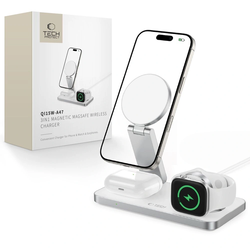 Wireless charger 3w1 Tech-Protect QI15W-A47 3in1 Magnetic MagSafe Wireless Charger White