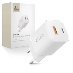 Tech-Protect NCM33W 2-port USB-A, USB-C Network Charger PD 33W / QC3.0 White