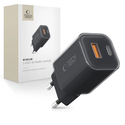 Tech-Protect NCM33W 2-port USB-A, USB-C Network Charger PD 33W / QC3.0 Black