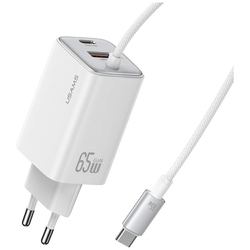 USAMS JC Series CC266 65W GaN Fast Charger USB-A, 2xUSB-C white