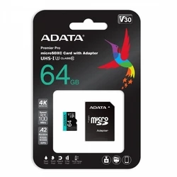Κάρτα Μνήμης microSD Adata Premier Pro 64 Gb Uhs1 U3 V30 A2 + Adapter