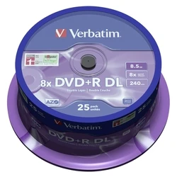 Verbatim Εγγράψιμα DVD+R Double Layer 8x 8.5GB Cake Box 25 τεμάχια (V43757)
