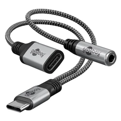 Αντάπτορας USB-C Goobay σε 3.5mm & USB-C 74524, 60W, 480Mbps, γκρι