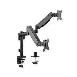 VALUE Dual LCD-Arm, 4 Joints, Desk Clamp, 17–32 inches, up to 2×9 kg