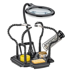 Βάση Στήριξης Πλακέτας Goobay 76558 με Μεγεθυντικό Φακό & Θέση για Κολλητήρι, 4X Μαύρη