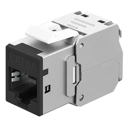 Goobay Keystone Module Rj45 77943 Cat 6a Stp Slim Toolfree Ασημί Μαύρο Dm131120