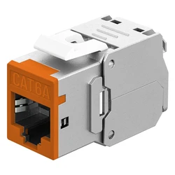 Goobay Keystone Module Rj45 77947 Cat 6a Stp Slim Toolfree Ασημί Πορτοκαλί Dm131121