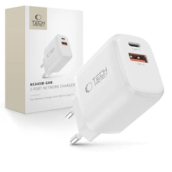 Tech-Protect NCA45W-GAN USB-A, USB-C Network Charger PD 45W / QC3.0 White