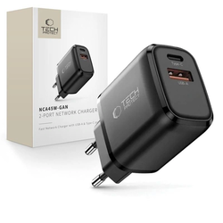 Tech-Protect NCA45W-GAN USB-A, USB-C Network Charger PD 45W / QC3.0 Black
