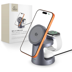 Tech-Protect QI2.2-25W-A48 3in1 Magnetic MagSafe Wireless Charger Dark Grey
