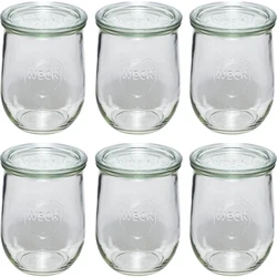 Weck Set of 6 Glass Jars with Glass Lid, 1062 ml