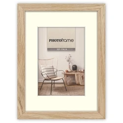 ZEP Malmo Wooden Picture Frame with Beige Mat (Passepartout) - 15 x 20 cm