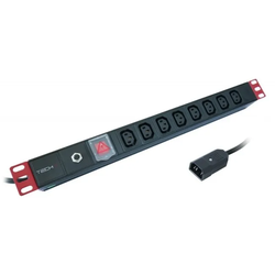 Techly 109559 Rack 19" 1U Power Distribution Unit (PDU), 8x IEC C13, IEC C14 input, 2 m cable