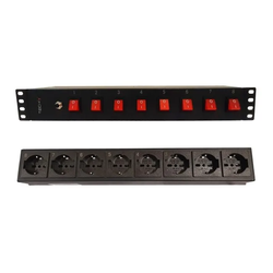 Techly 367829 — 19" Rack Power Strip (1.5U) — 8 Sockets, 1.8 m cable, with switch