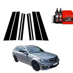 GrizzGlass BodyShield Black pillar film for Mercedes Benz C-Class S204 Kombi Facelifting (2011-2014) [8in1]